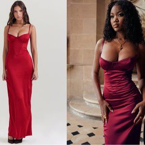 HOUSE OF CB 'Stefania' Ruby Corset Maxi Dress NWT